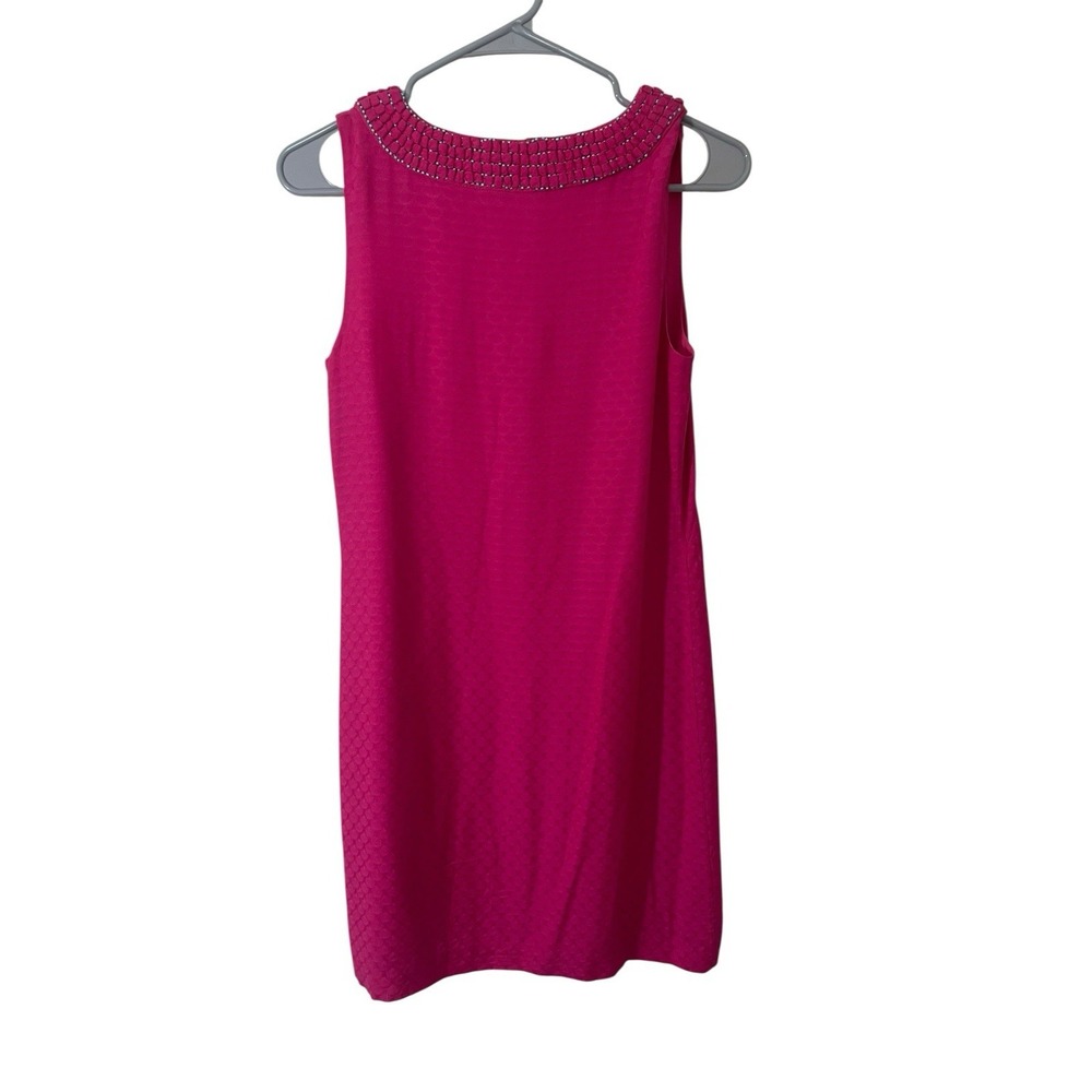 Vineyard Vines Size 0 Silk Blend Pink Dobby Embellished‎ Shift Dress Crew Neck - Picture 3 of 8